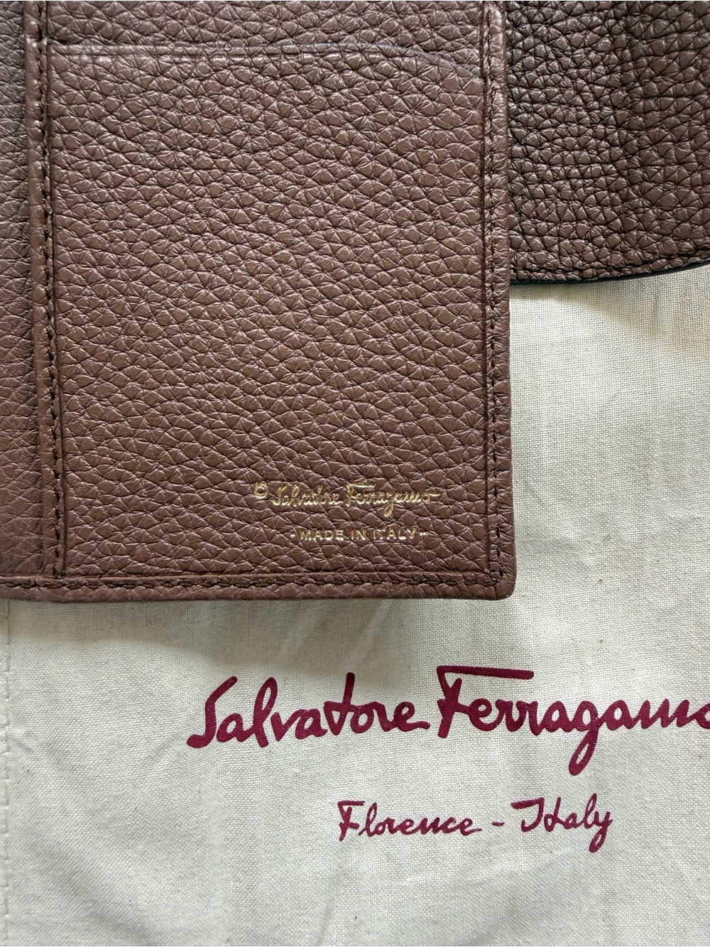 Salvatore Ferragamo Gancini Continental Wallet in Brown Pebbled Leather - Picture 4 of 4